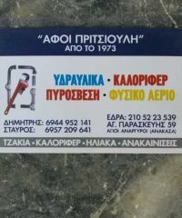 ΥΔΡΑΥΛΙΚA ΚΑΛΟΡΙΦΕΡ ΦΥΣΙΚΟ ΑΕΡΙΟ ΑΓΙΟΙ ΑΝΑΡΓΥΡΟΙ | ΑΦΟΙ ΠΙΡΤΣΙΟΥΛΗ